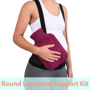 Round ligament support kit by Babybellyband includes belly band shoulder straps grandmas hot water bottle