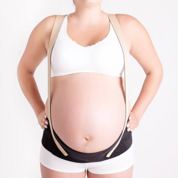 Beige shoulder straps attach onto belly band (sold separately) for pregnancy and postpartum belly and back support